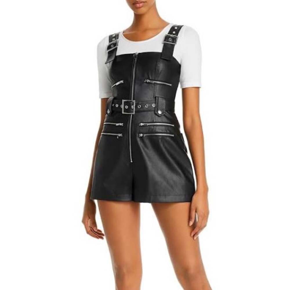 WeWoreWhat Moto Vegan Leather Romper